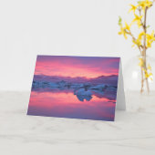 ジョクルサロン氷河ラグーン上空の夕日 カード (黄色い花)