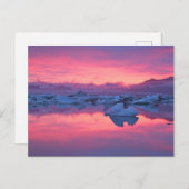 ジョクルサロン氷河ラグーン上空の夕日 ポストカード (正面/裏面)