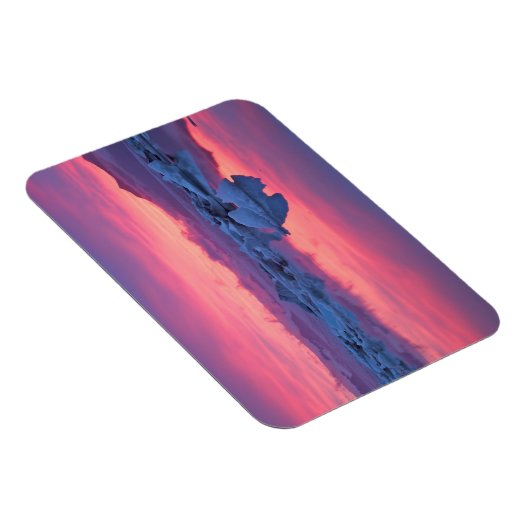 ジョクルサロン氷河ラグーン上空の夕日 マグネット (右側)