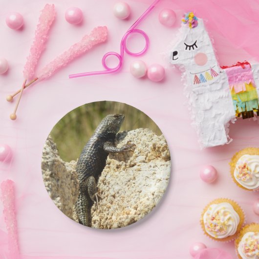 ジョシュアの木で黄色い背のとげのあるトカゲ ペーパープレート (パーティー)