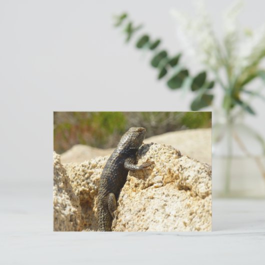 ジョシュアの木で黄色い背のとげのあるトカゲ ポストカード (スタンド正面)