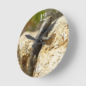 ジョシュアの木で黄色い背のとげのあるトカゲ ラウンド壁時計 (傾斜)