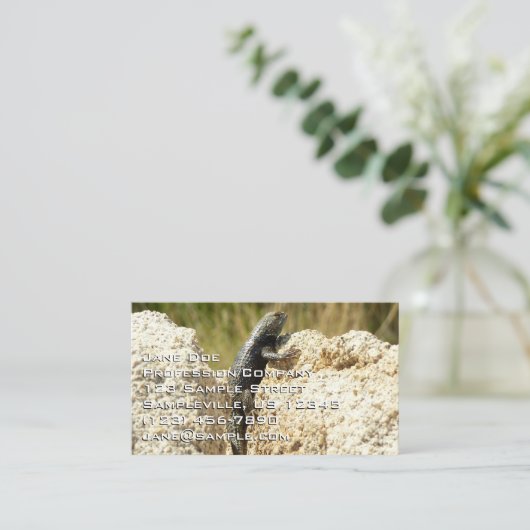 ジョシュアの木で黄色い背のとげのあるトカゲ 名刺 (スタンド正面)