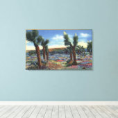 ジョシュアの木と砂漠の野花の景色 キャンバスプリント (インサイチュ (ウッドフロア))