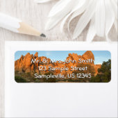 ジョシュアツリーに夕焼けの岩 ラベル (インサイチュ)