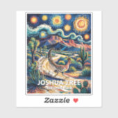 ジョシュアツリーの走る鳥 色とりどりの砂漠の風景 シール (シート)