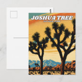ジョシュアツリーナショナルパークイラストレーションレトロ ポストカード (正面/裏面)