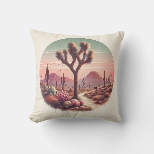 ジョシュアツリーナショナルパークカリフォルニアウォーター色 クッション (正面)