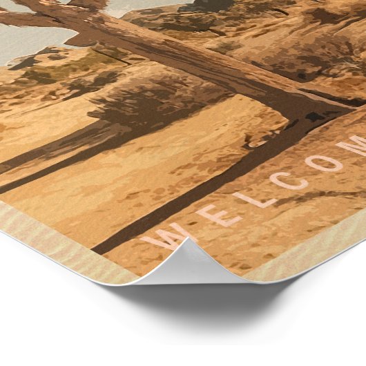 ジョシュアツリーナショナルパークカリフォルニアヴィンテージ ポスター (角)