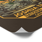 ジョシュアツリーナショナルパークサンセットレトロエンブレム ポスター (角)