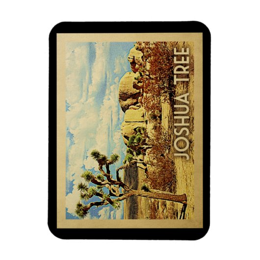 ジョシュアツリーマグネットカリフォルニアヴィンテージ旅行 マグネット (縦)