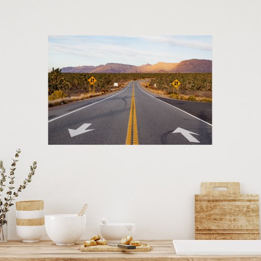 ジョシュアツリー国立公園を通る道路 ポスター (キッチン)