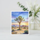 ジョシュアツリー国立公園水絵画色 ポストカード (スタンド正面)