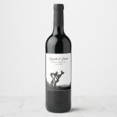 ジョシュアツリー結婚式の引き出物ブラック&ホワイト ワインラベル (正面)