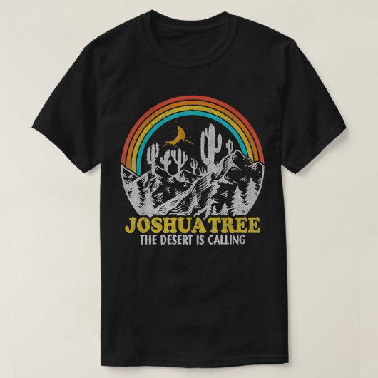ジョシュアツリー 砂漠が呼んでいる 70s 80s キャンピング tシャツ (デザイン正面)