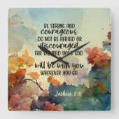 ジョシュア1:9強く勇気ある水の色 スクエア壁時計 (正面)