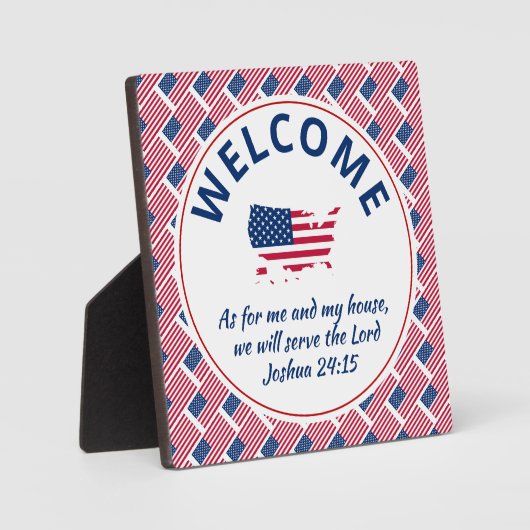 ジョシュア24:15私と私の家USAへようこそ フォトプラーク (正面)