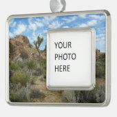 ジョシュア・ツリー国立公園バーカーダムループトレイル シルバープレートフレームオーナメント (左)