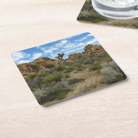 ジョシュア・ツリー国立公園バーカーダムループトレイル スクエアペーパーコースター (アングル)