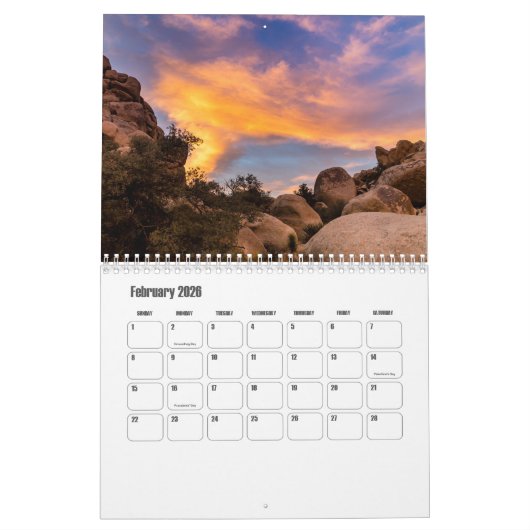 ジョシュア・ツリー国立公園 – カリフォルニア州 カレンダー (2月 2026)