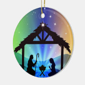 ジョセフとメアリーとのマンガーのシーン セラミックオーナメント (左)