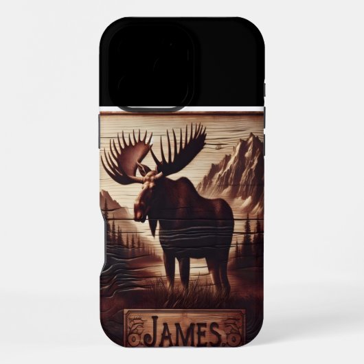 ジョセフのムースの木彫り iPhoneケース (裏面)