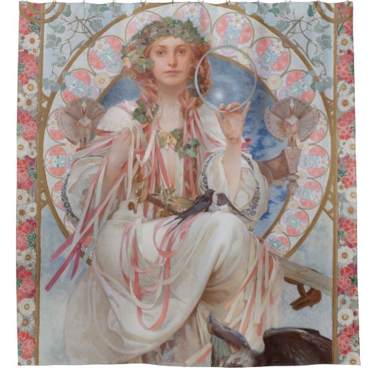 ジョセフィーヌクレーンブラッドリーアスラヴィアバイアルフォンスミュシャ シャワーカーテン (正面)