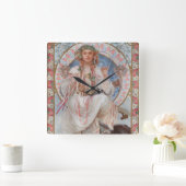 ジョセフィーヌクレーンブラッドリーアスラヴィアバイアルフォンスミュシャ スクエア壁時計 (ホーム)