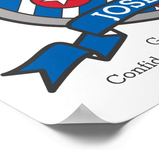 ジョセフ少年Jの名前と意味の青い赤のクレスト ポスター (角)