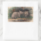 ジョセフ・ウルフの毛むくじゃらのウォンバット 長方形シール (バッグ)