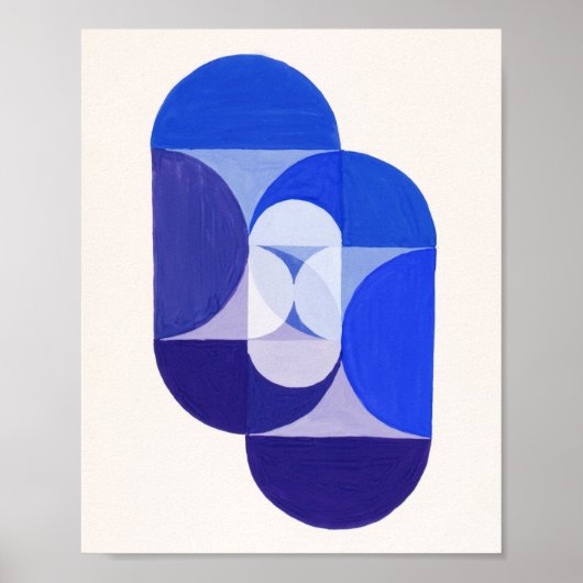ジョセフ・シリンガー鍵ブルー。抽象芸術幾何学 ポスター (正面)