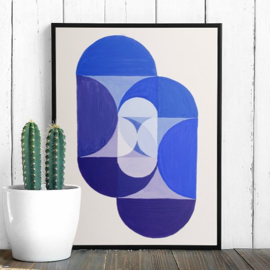 ジョセフ・シリンガー鍵ブルー。抽象芸術幾何学 ポスター