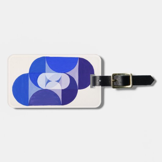 ジョセフ・シリンガー鍵ブルー。抽象芸術幾何学 ラゲッジタグ (正面横)
