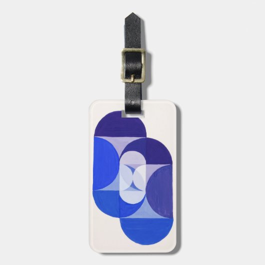 ジョセフ・シリンガー鍵ブルー。抽象芸術幾何学 ラゲッジタグ (正面縦)