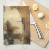 ジョセフ・ターナーによる蒸気を通して昇る太陽 キッチンタオル (四つ折り)