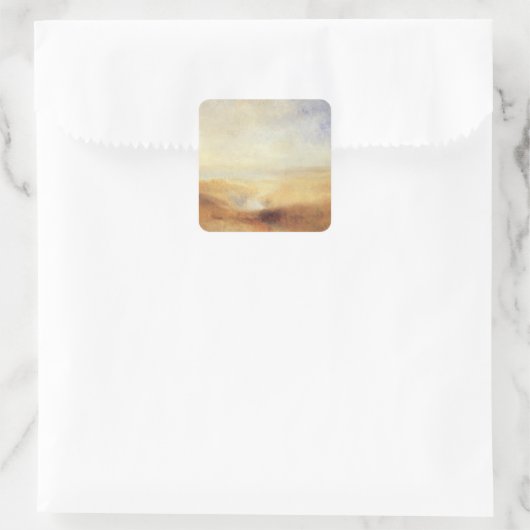 ジョセフ・ターンの遠景の川と湾のある風景 スクエアシール (バッグ)