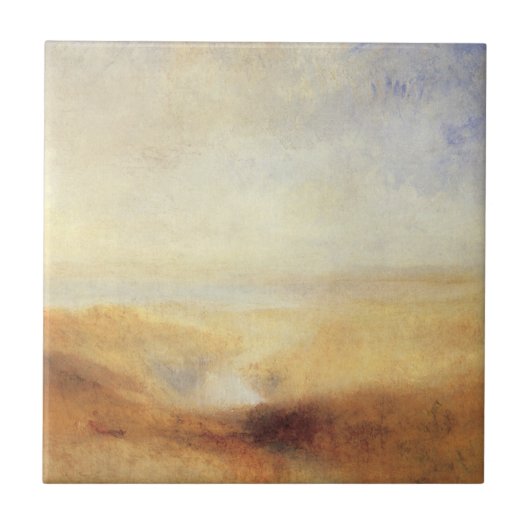 ジョセフ・ターンの遠景の川と湾のある風景 タイル (正面)