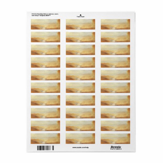 ジョセフ・ターンの遠景の川と湾のある風景 ラベル (フルシート)