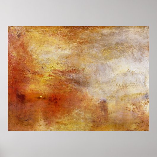 ジョセフ・マロード・ターナーによって湖の上に沈む太陽 ポスター (正面)