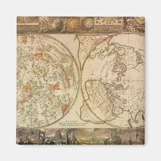 ジョセフ・モクソンによるヴィンテージ天体プラニスフィア地図 マグネット (正面)