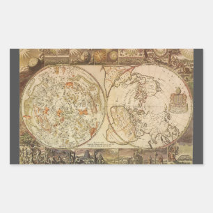 ジョセフ・モクソンによるヴィンテージ天体プラニスフィア地図 長方形シール