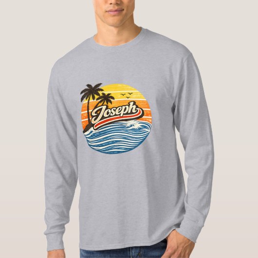 ジョセフ レトロ サンセット 名前 デザイン Tシャツ (正面)