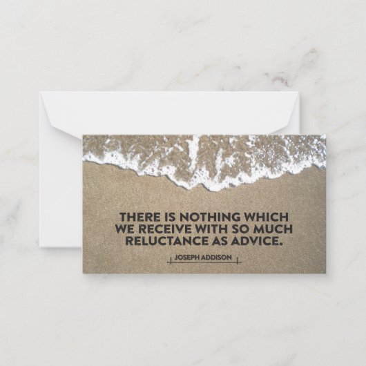 ジョセフAddison感動的引用文「アドバイス」 ノートカード (正面)