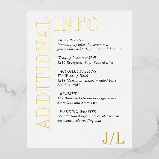 ジョセリモダンン結婚のエンクロージャカード 箔招待状ポストカード (正面)