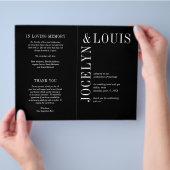 ジョセリンブラックモダン結婚式 プログラム チラシ (手)