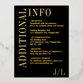 ジョセリンモダンブラック結婚のエンクロージャカード 箔招待状ポストカード