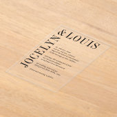 ジョセリン黒白モダン結婚ズ アクリル招待状 (レイダウン)