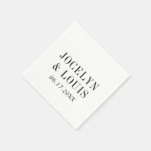 ジョセリン黒白モダン結婚ズ スタンダードカクテルナプキン (角)