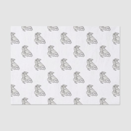 ジョッキーの乗馬の純血種の馬のモノラルライン 薄葉紙 (正面)