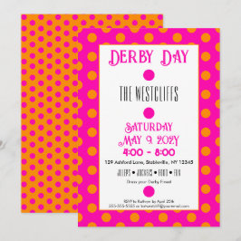 ジョッキーシルクドットホットピンクとオレンジダービー 招待状